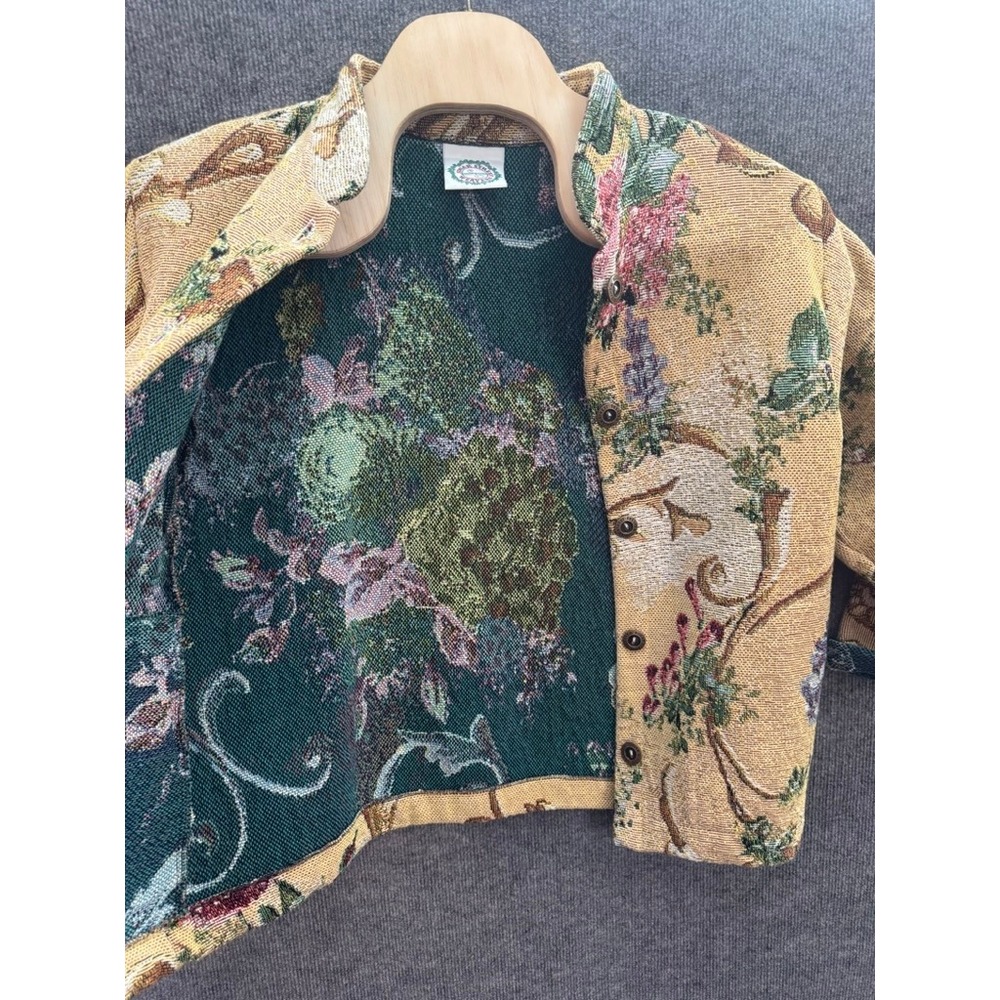 Sugar Street Weavers Vintage Floral Tapestry Jacket Cotton One Size Made in USA - Picture 4 of 11